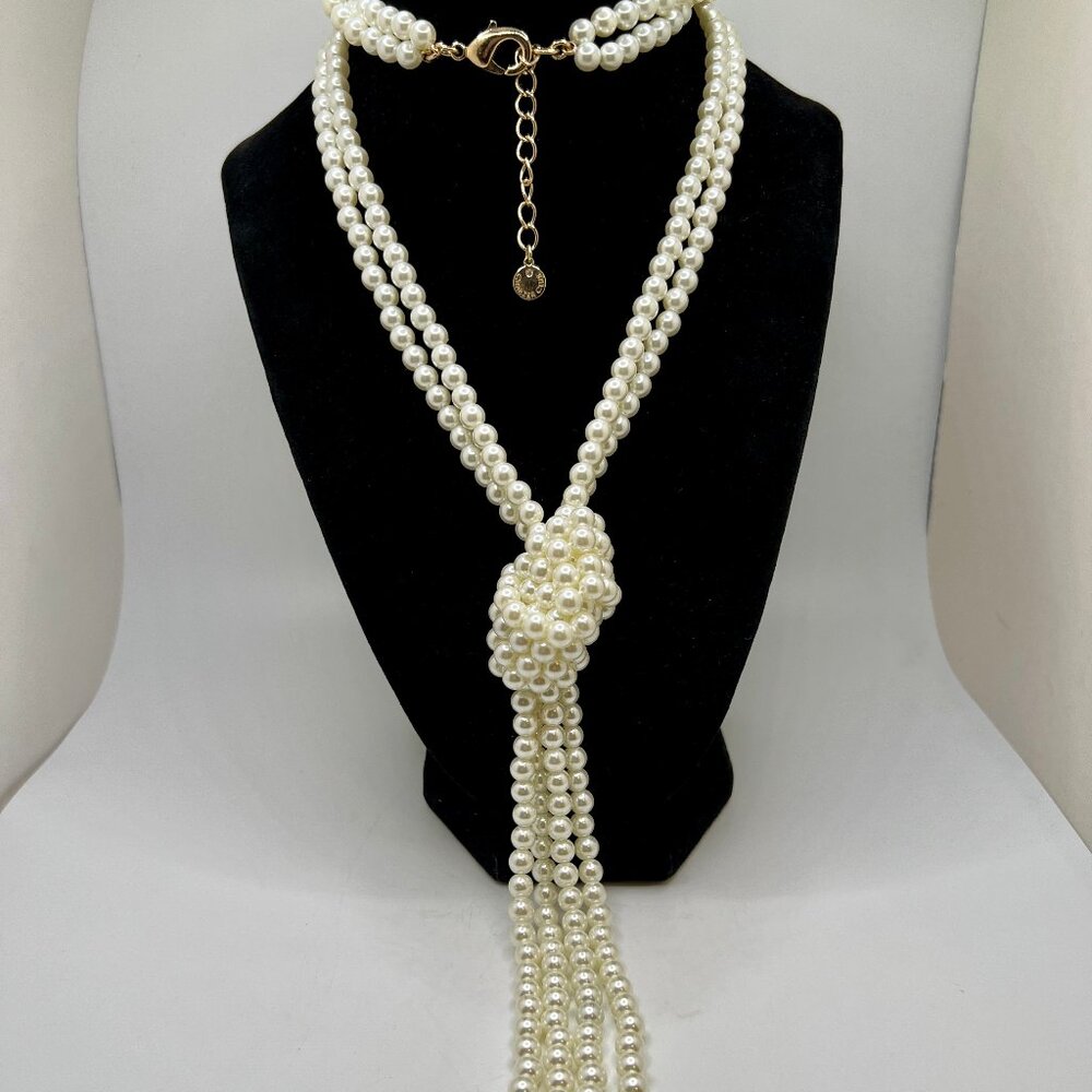 SALE 3/$20**Charter Club Glass Pearl Tassel Necklace